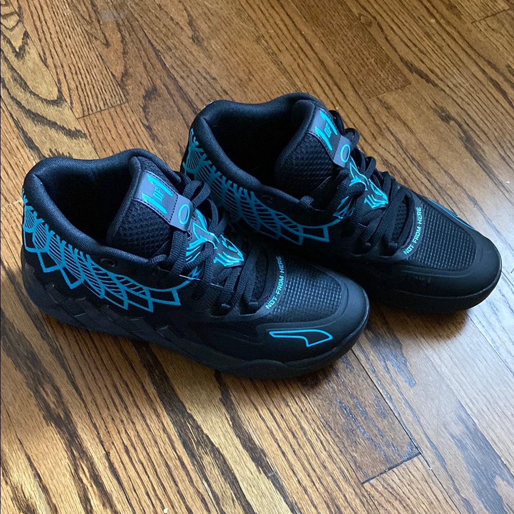 Men’s Puma 1of1 M.E.L.O Lemelo Black Basketball Shoes with Teal Accents